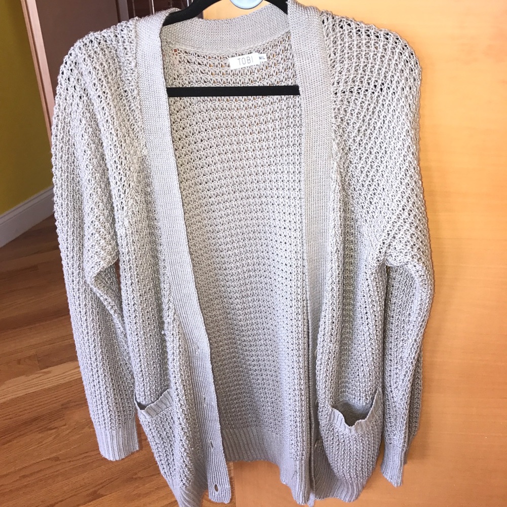 Oversized taupe cardigan