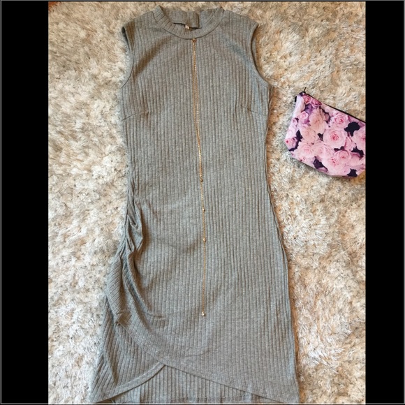 Grey split bodycon dress - Picture 3 of 4
