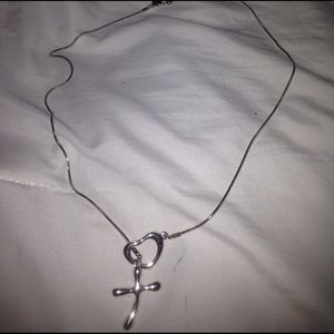 Silver necklace.