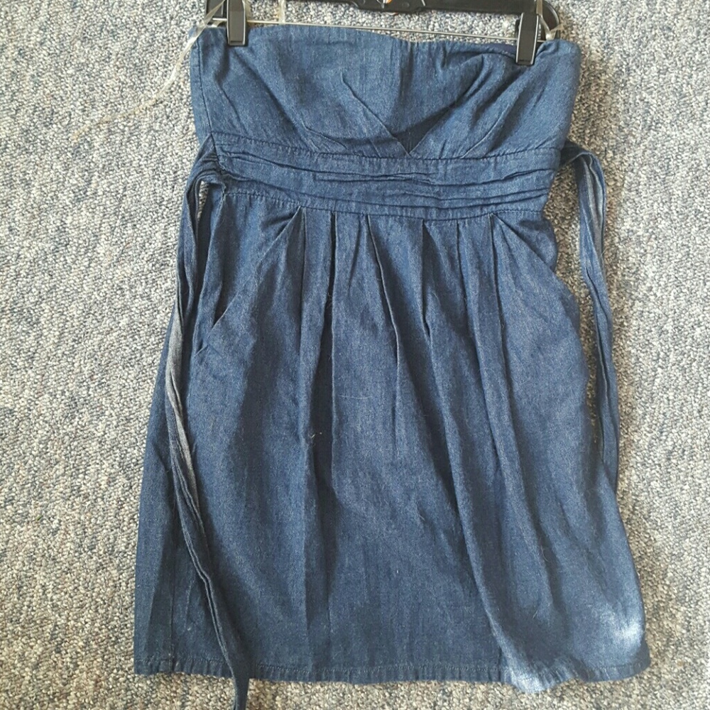 Strapless denim dress