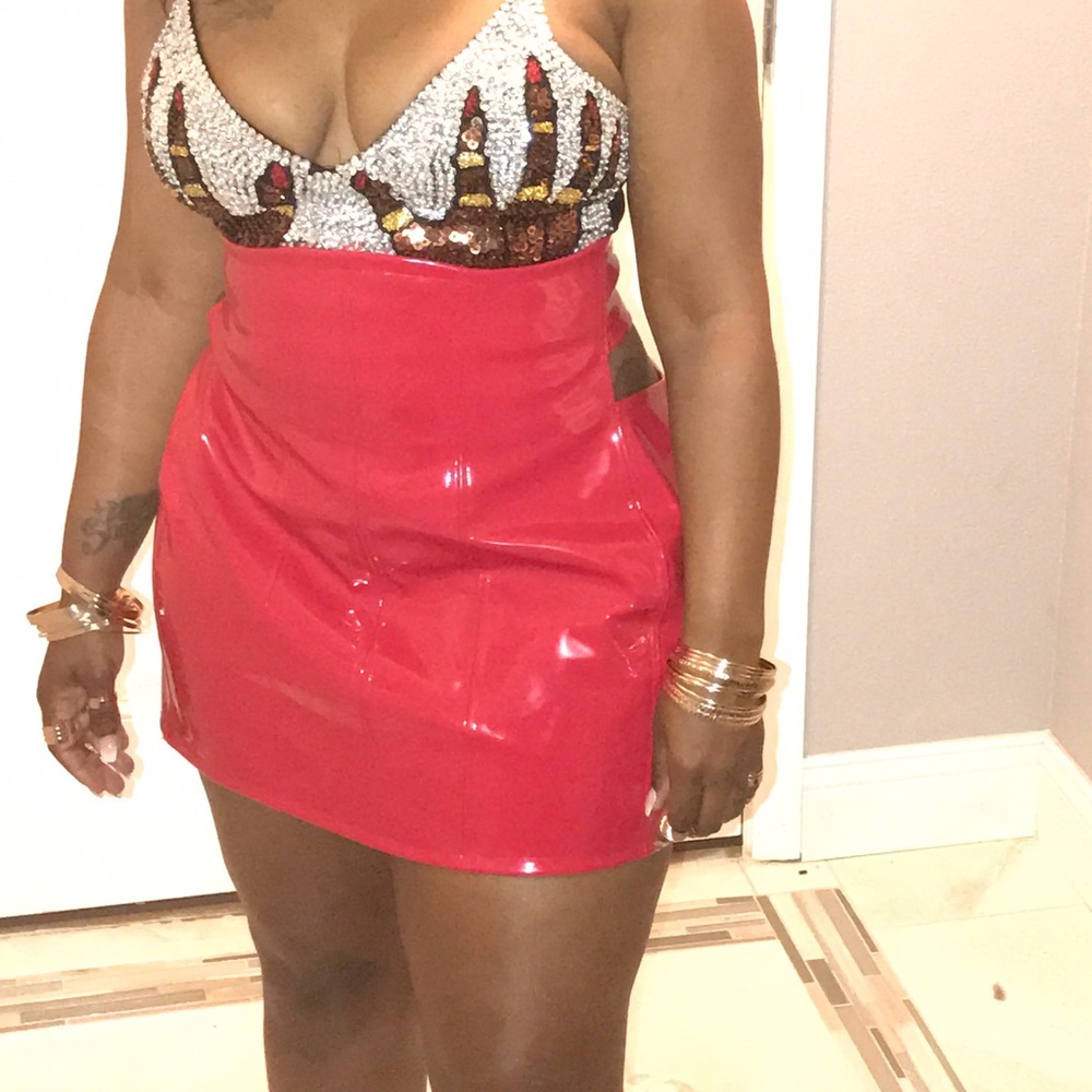 Leather high waisted skirt