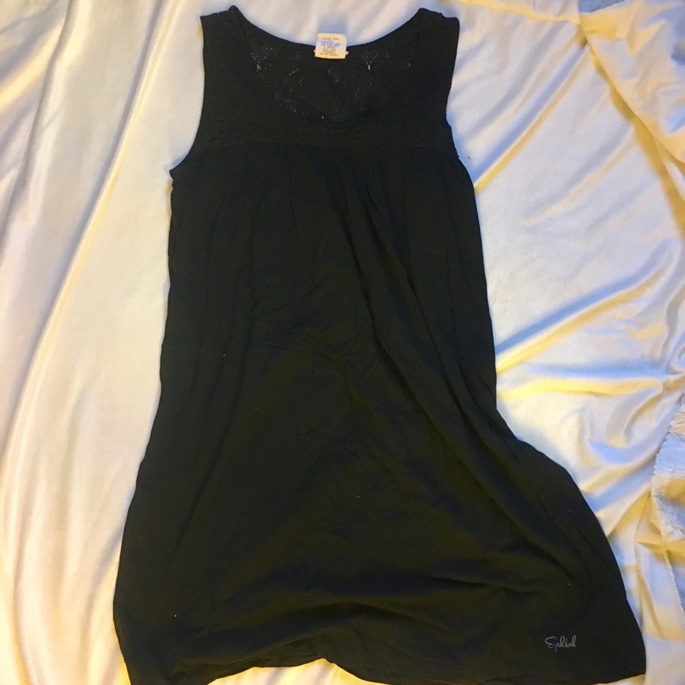 Black Ezekiel Dress with Lace Cutout Top, Medium