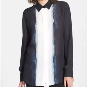 VINCE Vertical Dip Dye Silk Blouse NWT Size 10