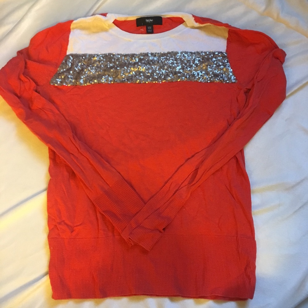Orange and Gold Sequin Mossimo Sweater, Medium