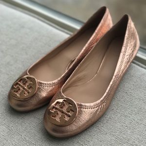 ROSE GOLD Tory Burch Reva Flats - SIZE 8