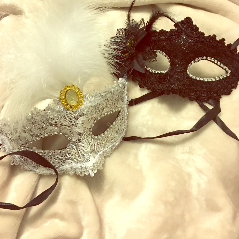 Homemade masquerade masks.