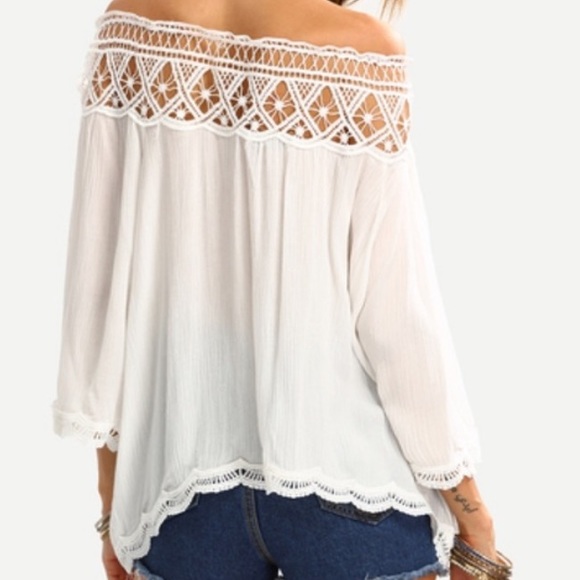 🎉HP🎉Crochet Hollowed Out Off The Shoulder Top - Picture 6 of 7