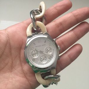Michael Kors silver/bone Chain Link Watch