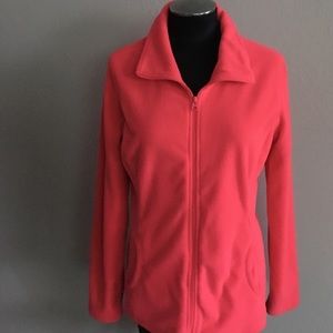 Old Navy full zip fleece sweater neon red large