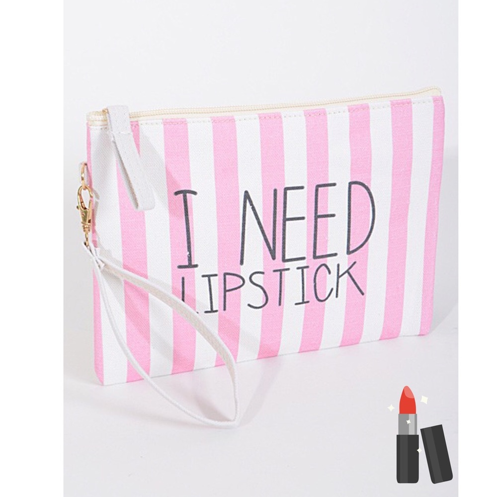 I Need Lipstick Wristlet Make Up Bag - Picture 1 of 2