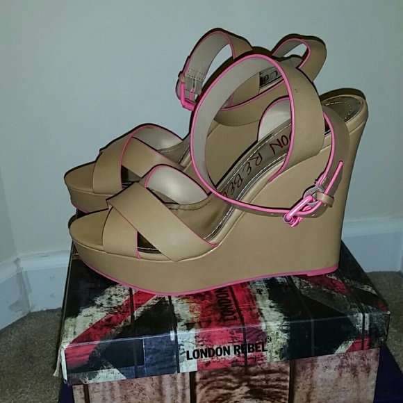 NEW!!!!!Tan&Pink wedges - Picture 3 of 3