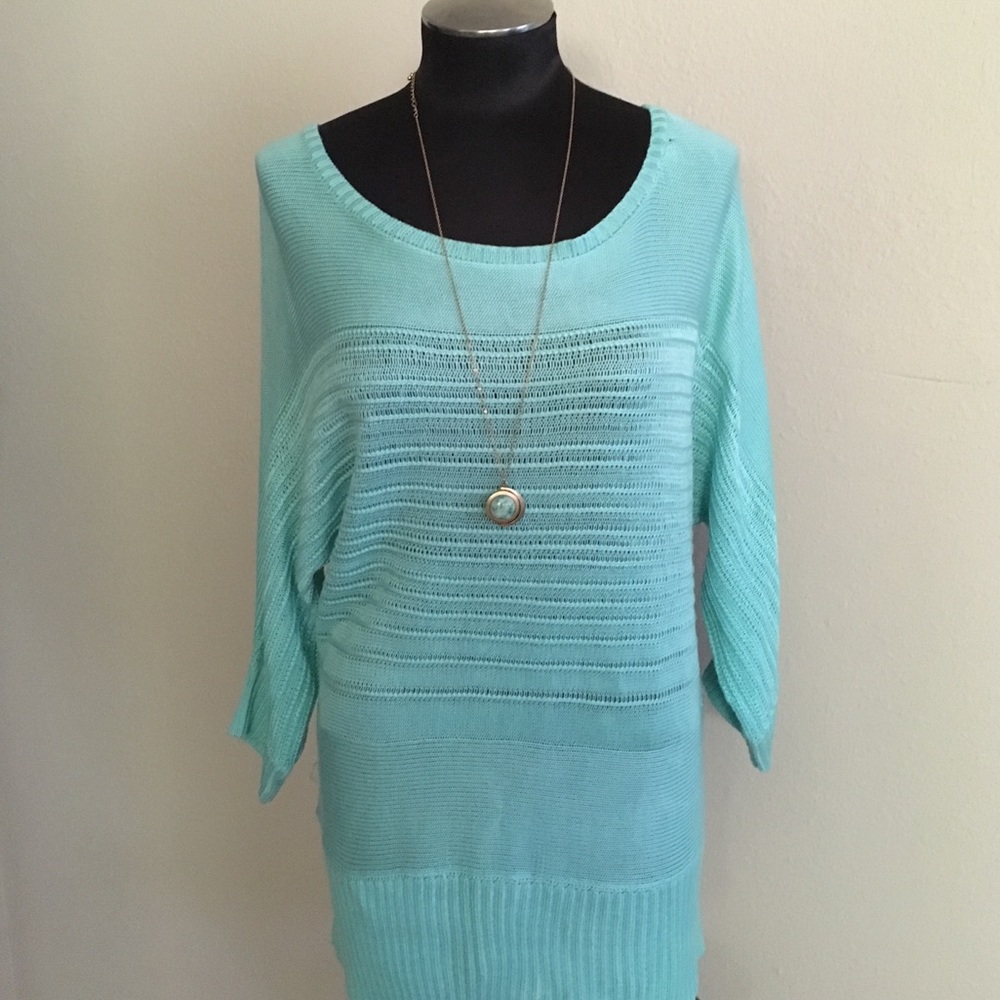 New York & Co sea glass green pastel woven tunic M
