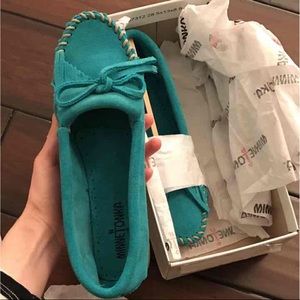NEW Turquoise Minnetonka  moccasins
