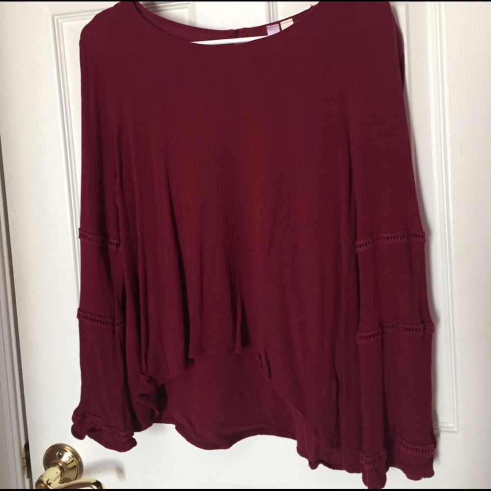 Maroon Bell Sleeve Top