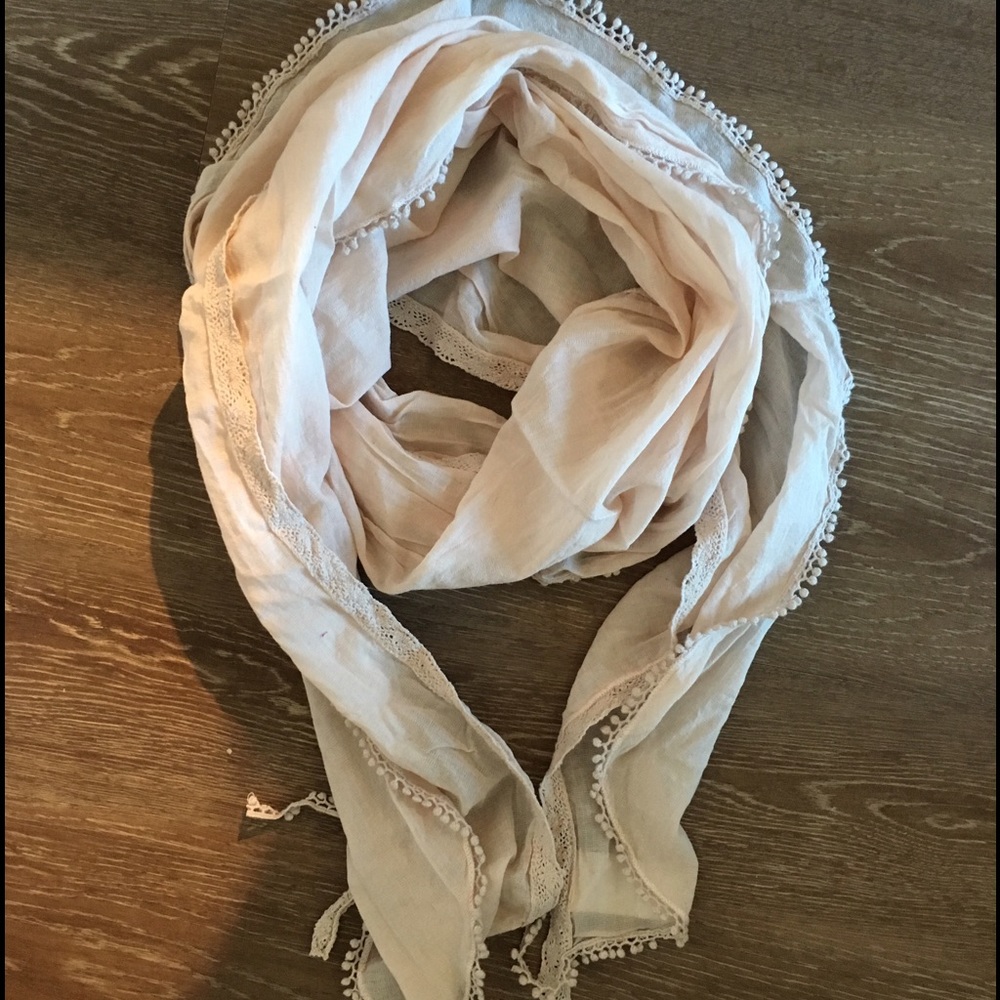 Light pink lace boho scarf