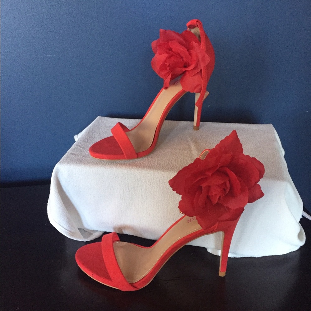 Red heeled sandals