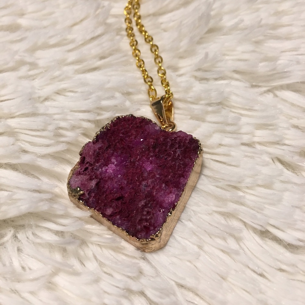 Deep Fushcia Coral Pendant Necklace