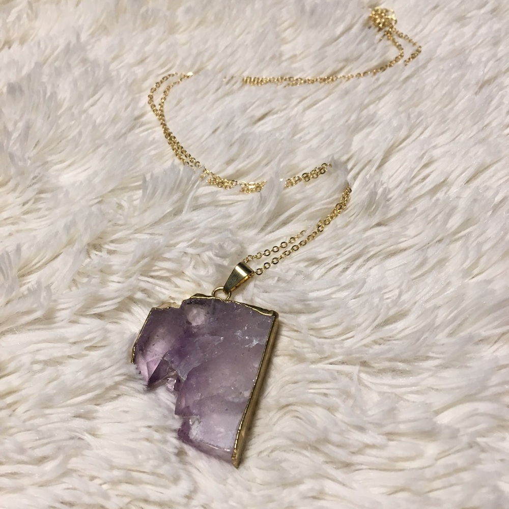 Gold-Plated Amethyst Pendant Necklace