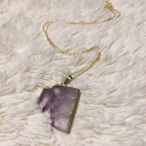 Gold-Plated Amethyst Pendant Necklace