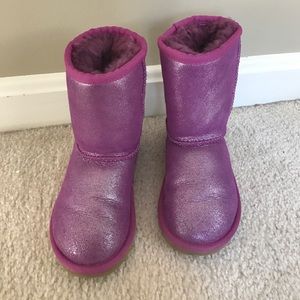 EUC Girls UGG Boots Purple Glitter Boots size 9