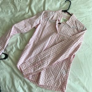 Pink gingham button down shirt