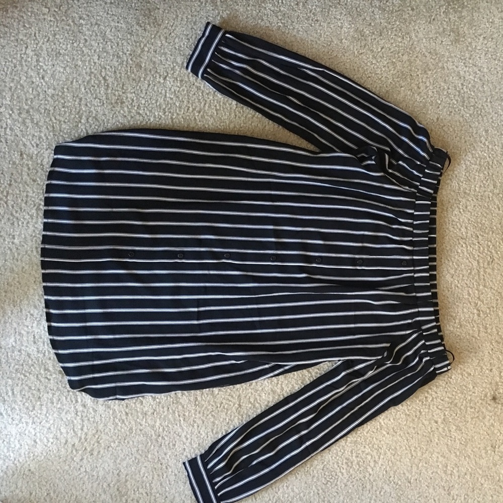 Off the shoulder pin striped dress