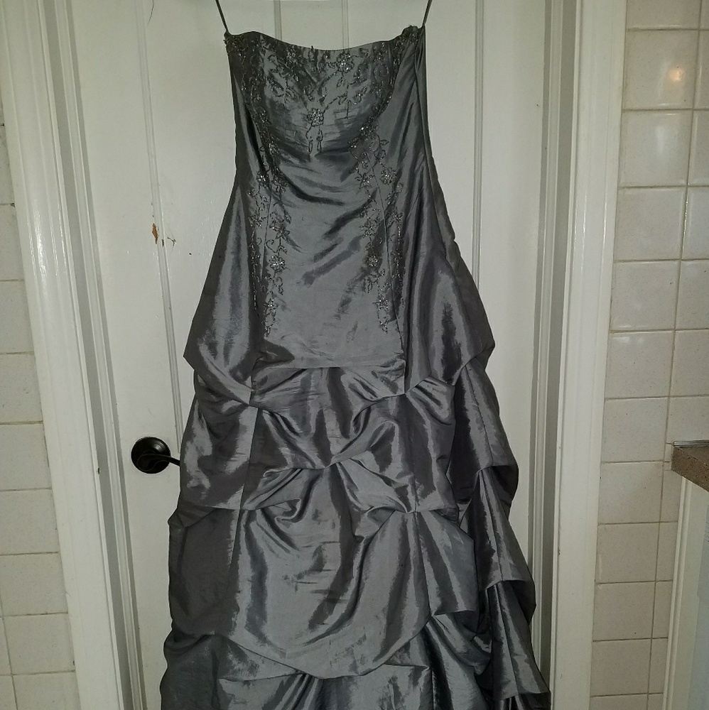 Formal metallic grey dress