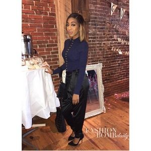 Blue long sleeve body suit