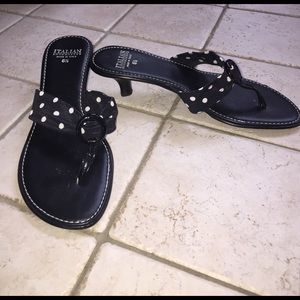 ITALIAN Shoemakers black w Polk a dot sandal 6.5