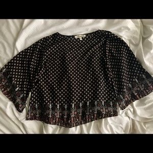 Patterned Bell Sleeve Blouse