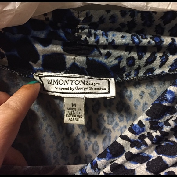 Blue Leopard Print Tunic with Cowl Neck - Picture 3 of 4