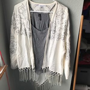 Embroidered Kimono with Tassels