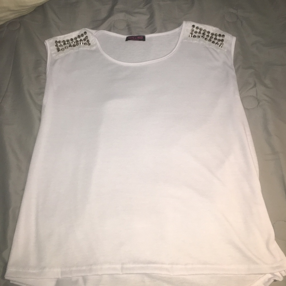 White studded oversized tank