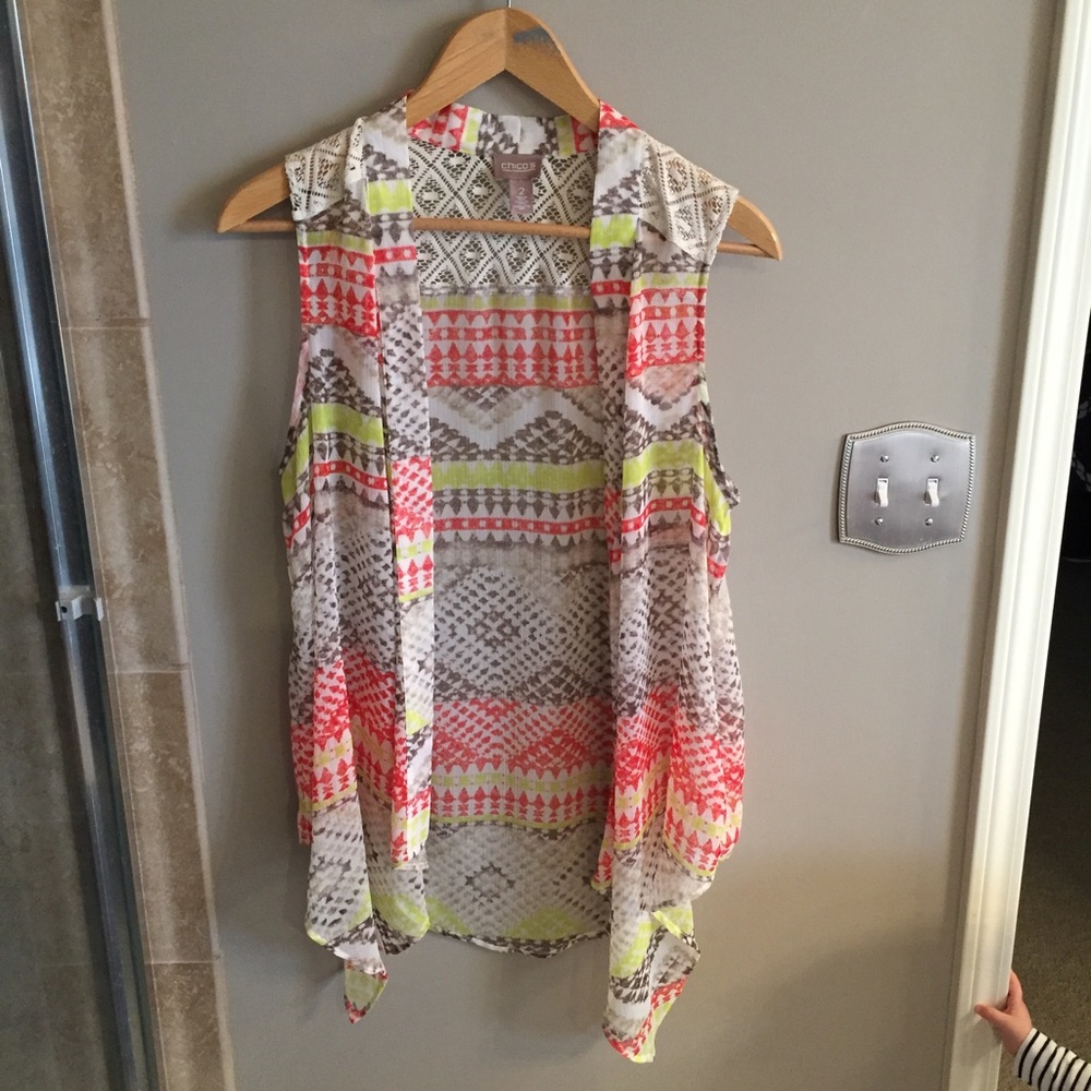 Chicos crepe & crochet summer vest