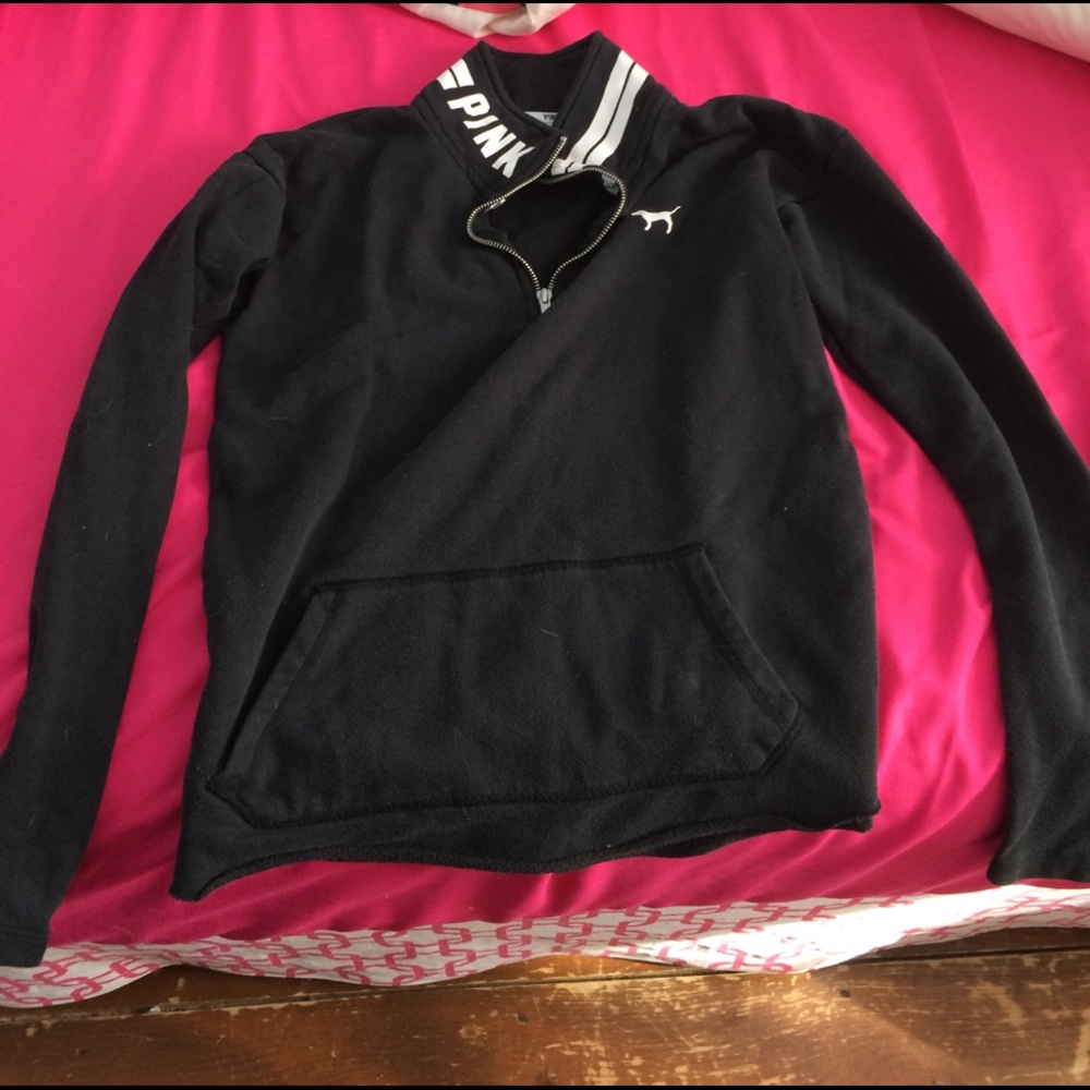 Size XS black PINK zip up v-neck