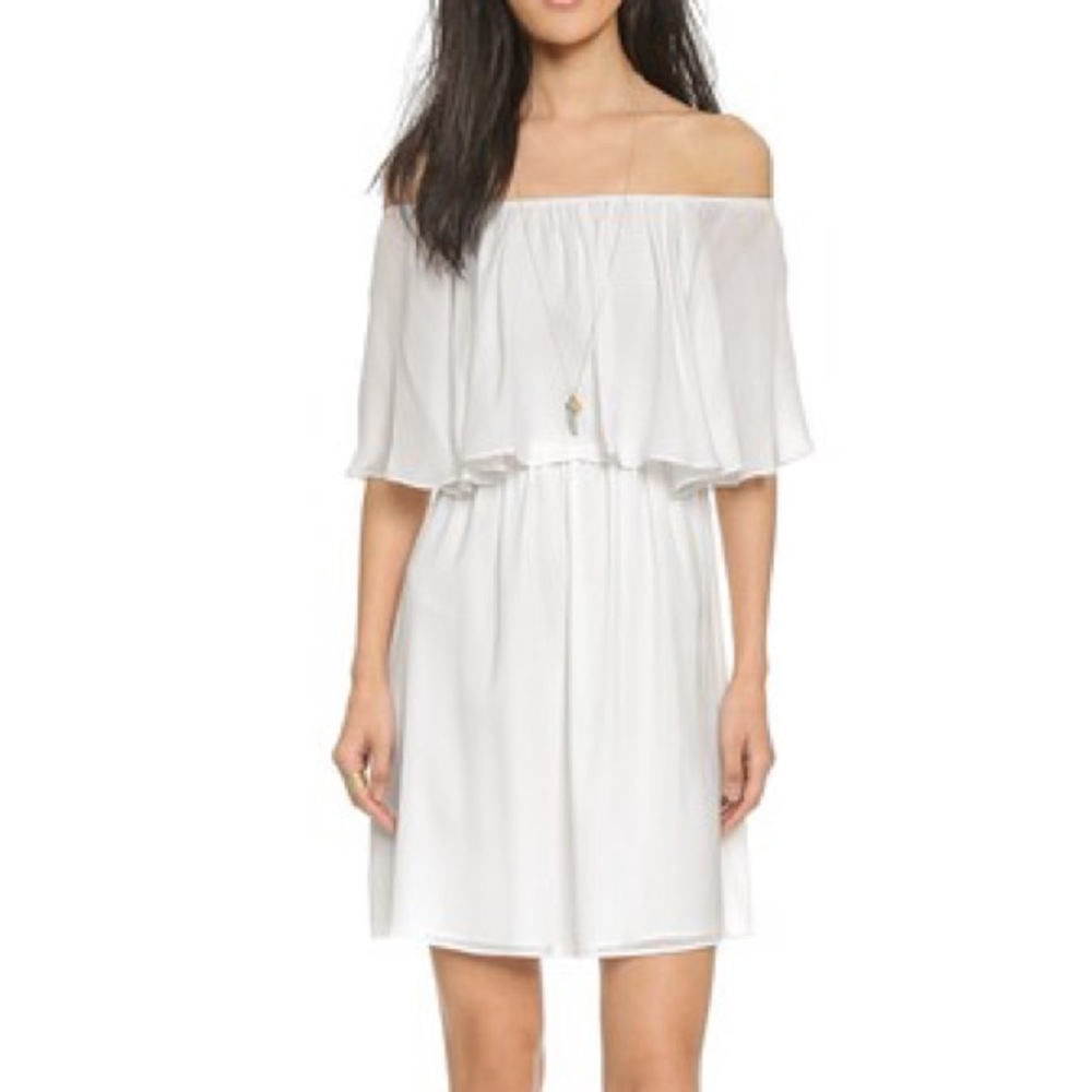 Alice + Olivia Off the Shoulder Silk Dress