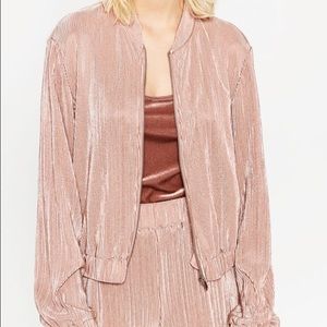 Zara silky pleated nude pink bomber