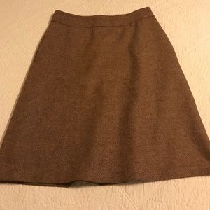 Wool Blend Skirt Neutral Herringbone Pattern