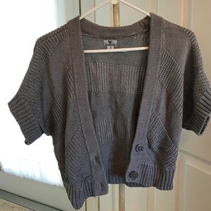 Gray Short Sleeve Shrug Sweater, cropped Cardigan