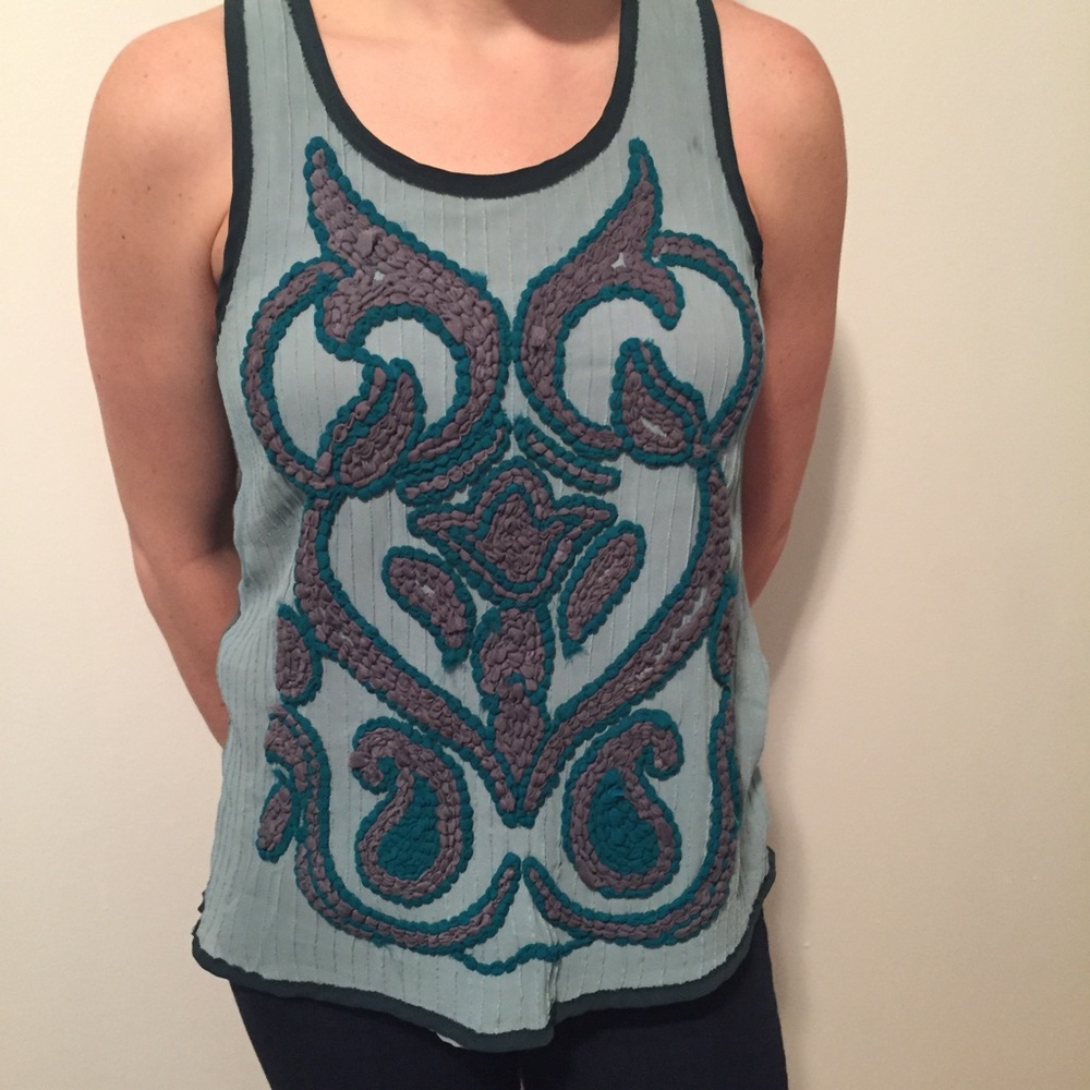 Anthropologie Embroidered Tank