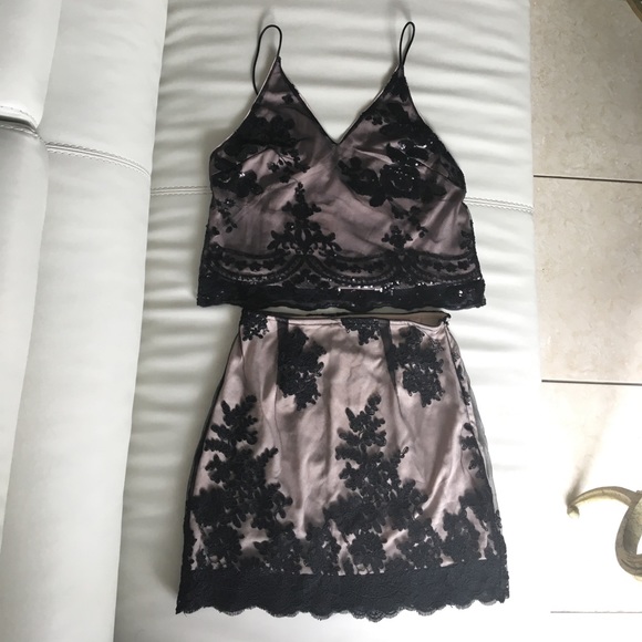 LF Other - NWT LF top+skirt set mesh/lace/sequin S