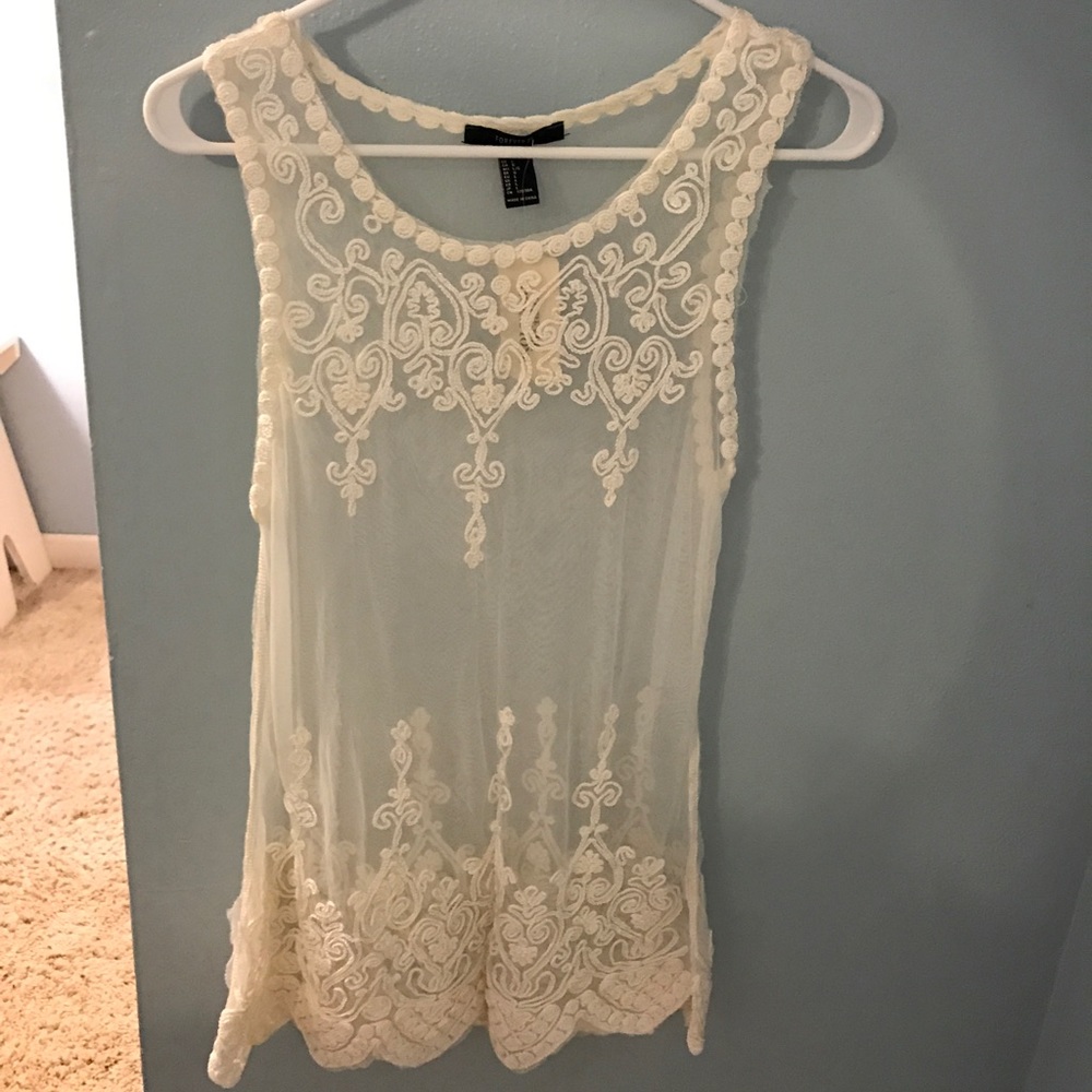 F21 Ivory Lace Top