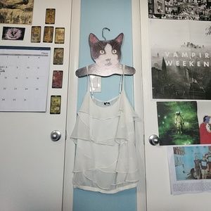 Frilly white tank top