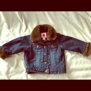 Baby Gap Lined Denim Jacket w/ Faux Fur Trim