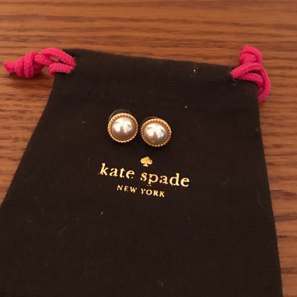 Kate Spade pearl 14K gold plated earrings