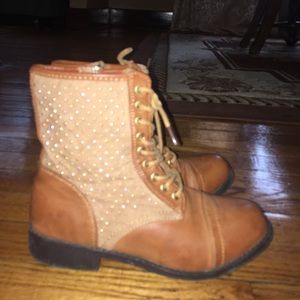 Dark brown styled combat boots