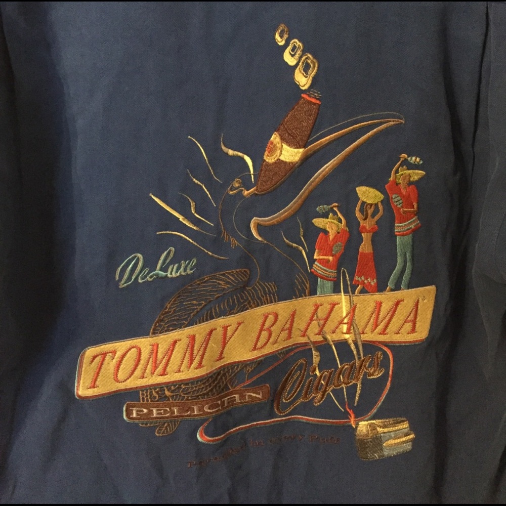 Heavy silk Men's Tommy Bahama button shirt Cigar