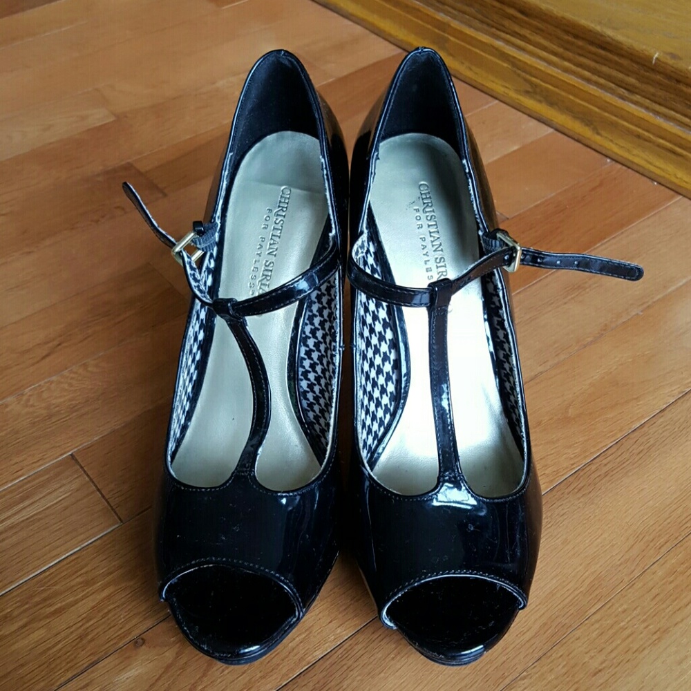Christian Siriano Black 4in T-strap Heels