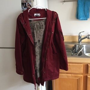 Publish red poncho coat.