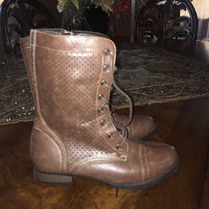 Dark brown combat boots